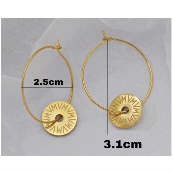 18K Goldplated Charm Hoops Earrings - Picture 10 of 13